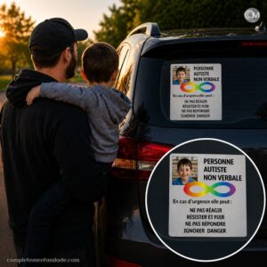 Autocollant personne autiste personnalisé | Sécurité véhicule ou domicile (5 choix personnalisables)