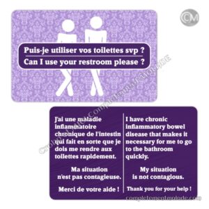 Carte pour le porte feuille Puis-je utiliser vos toilettes svp ? J'ai une MICI