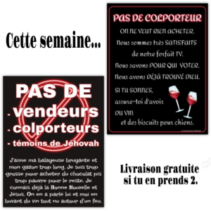 Aimant pas de vendeurs, colporteurs, témoins de Jéhovah ...