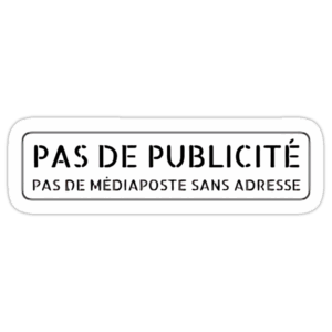 Aimant PAS DE PUBLICITÉ / PAS DE MÉDIAPOSTE SANS ADRESSE